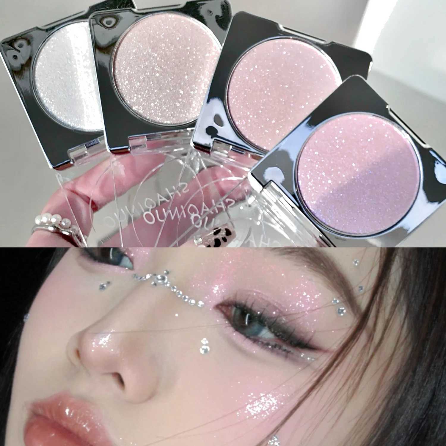 4Color Diamond Highlighter Powder Palette Waterproof High Gloss Glitter Body Highlight Eyeshadow Face Contour Illuminator Makeup W250722