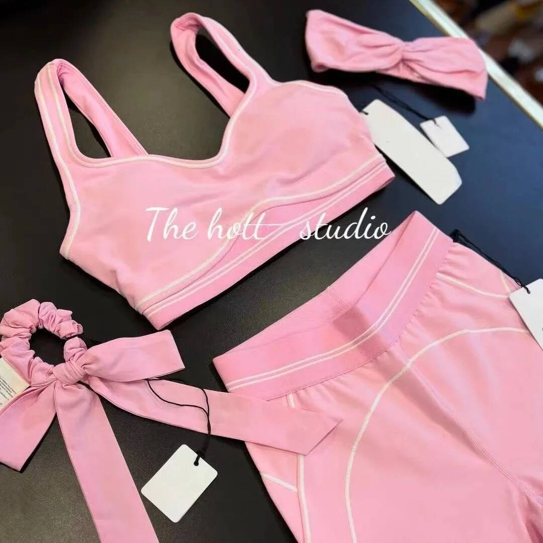 Yoga Set Bra With Padding Airbrush High-Waist Heart Throb Legging Sports Fiess Elasticity Pants