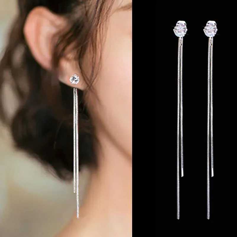 Vintage Gold Color Bar Long Thread Tassel Drop Earrings for Women Glossy Geometric Korean Earrings New Fashion Wedding Jewelry XJ250722