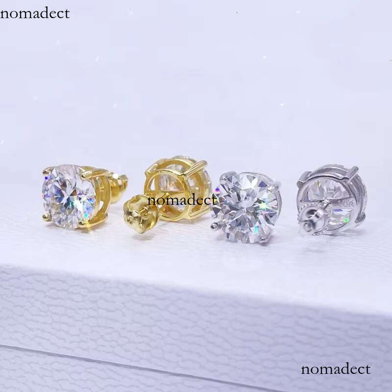 Classic Design Sterling Sier Screw Back GRA Certificated Dia Moissanite Stud Earrings