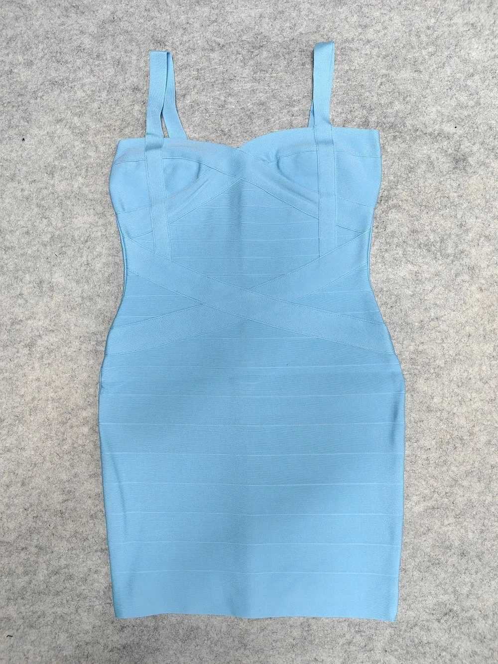 BEAUKEY Blue Spaghetti Strap Women Mini Bandage Dress Bodycon Sexy Above Knee Length Bodycon Party Club Dress XL Classic Dress XJ250722