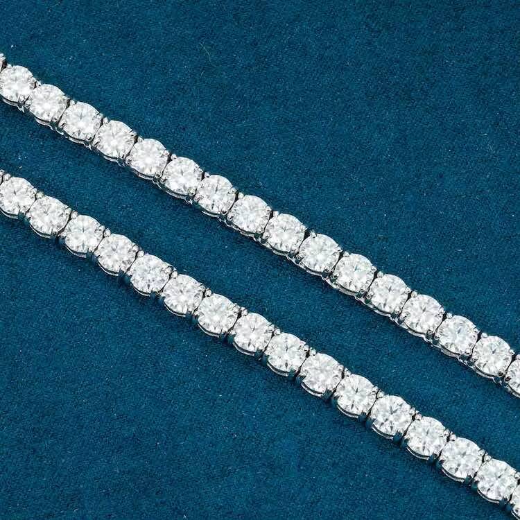 Luxury Real Moissanite Diamond Tennis Chain Jewelry 5mm 22 Inches Gold Plated Tennis Chain Necklace For Men And Women