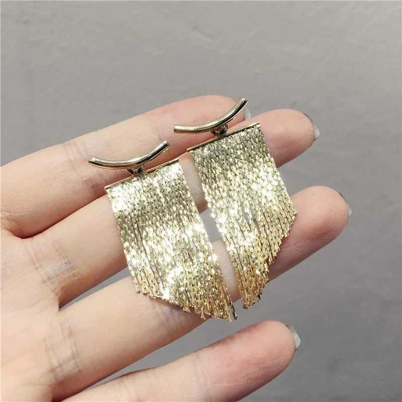 Fashion Statement Earring Long Statement Gold Color Bling Tassel Earrings For Women Female Wedding Daily Pendant Jewelry Gifts XJ250722