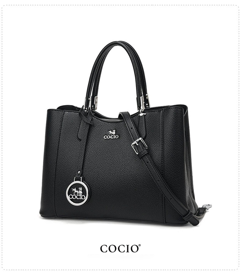 COCIO designer bag High quality genuine leather large capacity tote bag fashionable and versatile crossbody bag black white