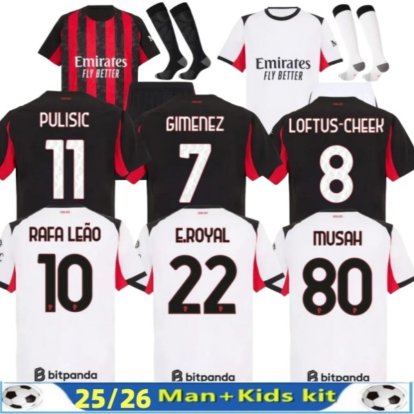 S-4XL 2025 2026 MODRIC 19 Gimenez 7 25/26 RAFA LEAO TOMORI MUSAH MORATA JOVIC PULISIC LOFTUS ac milian soccer jerseyS men kids Kit fourth 4th milan milanjersey