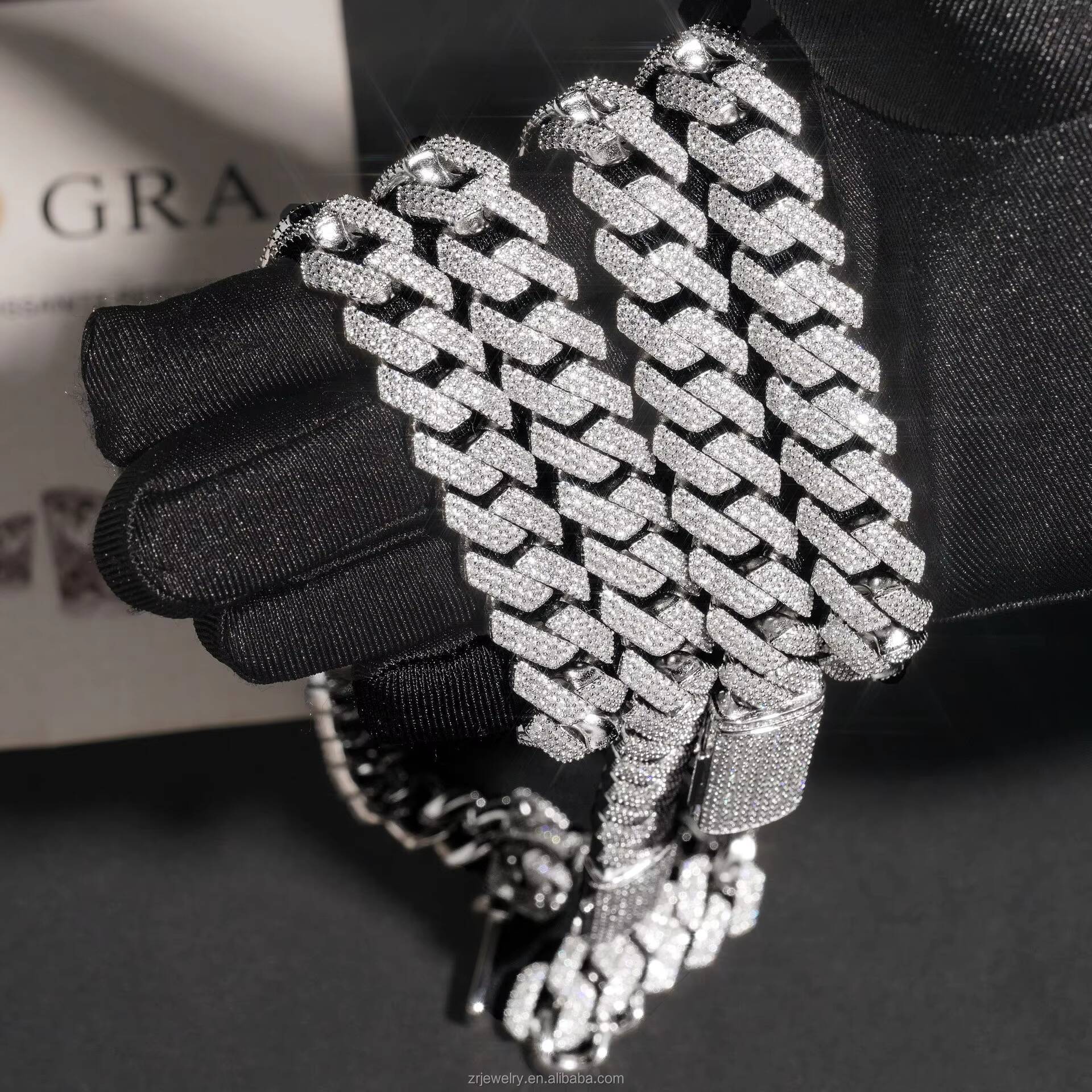Factory Hiphop Moissanite Cuban Chain S925 Iced Out Moissanite Bracelet Vvs Gra Certified Moissanite Cuban Link