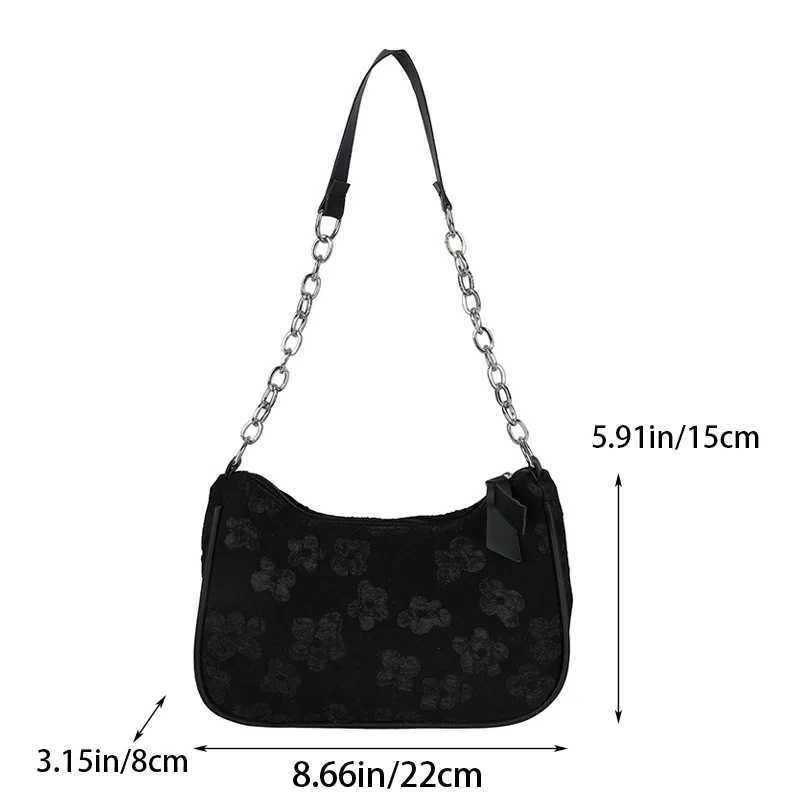 Lovely Womens Bag Flower Dark Pattern Design Fashion Shoulder Bag Womens Casual Designer Underarm Bag Handbag XJ250704