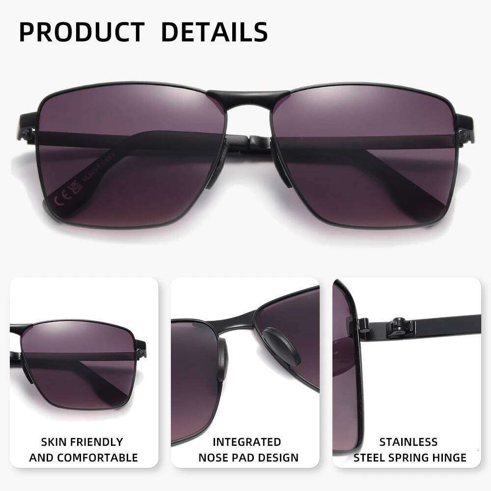 WIMN Fahsion Classic Vintage Sunglasses For Men Rectangle Alloy Frame Eyewear Polarized UV400 Trendy Retro Glasses