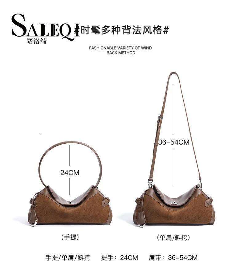 Matte Suede Cow Leather Casual Tote Designer Brand Women's Shoulder Crossbody Bags Genuine Grade New in Handbag Female