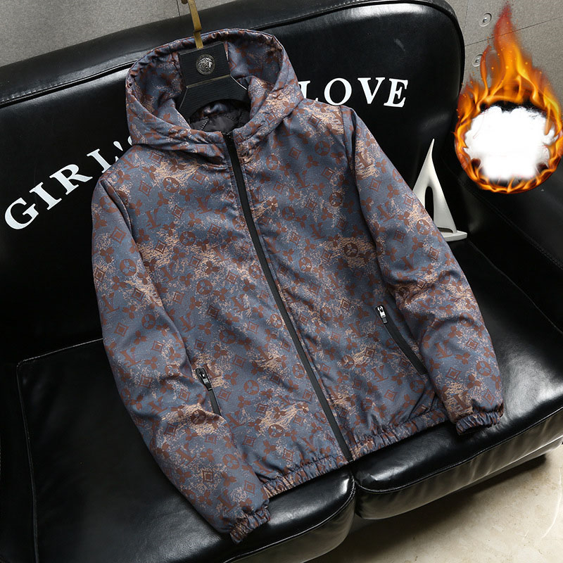new Free Shipping Designer Winter Trend Letter Print Mens Cotton Jacket with Additional Cotton Padding and Hood Comfortable and Warm Cotton Coat