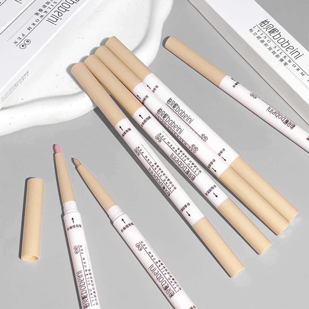 Double-ended Horizontal High-Shine Eyeshadow Brush - Natural L Color - Fine Highlighting - Convenient Touch-Up Makeup W250722