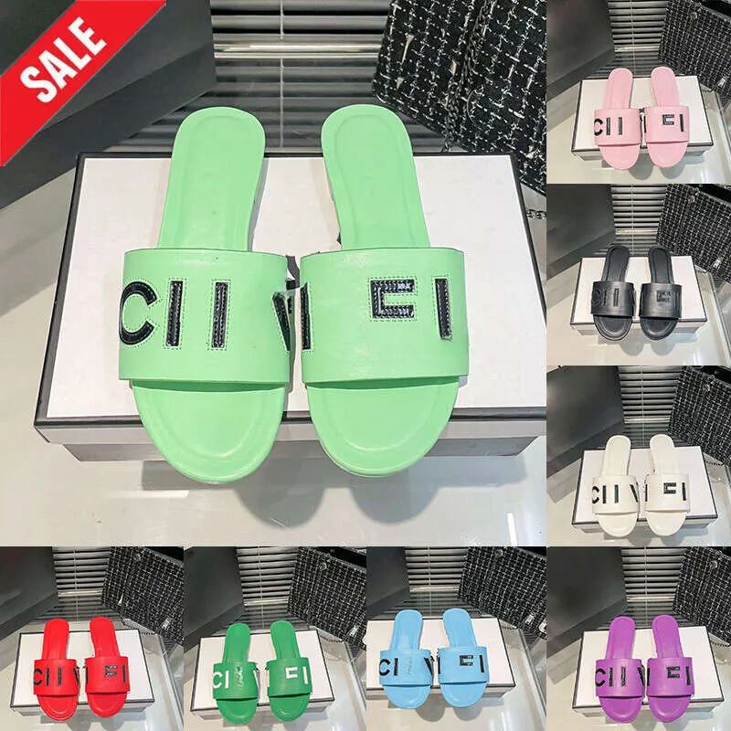 Designer Sandals slides CC sandals For Womens Blue Red Black Flat Heels Rubber sandalen Female slippers Claquette Indoor Outdoor Casual Walk Summer Beach Shoes