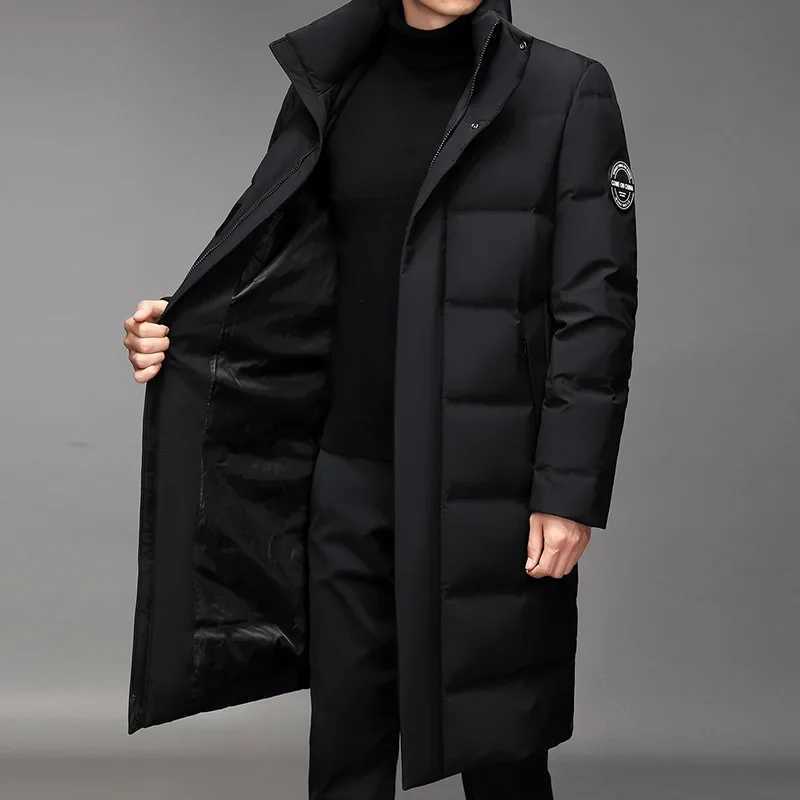 Long Down Coat Men Down Jacket Coats Parkas Windproof Thick Padding Padded Winter Jacket Coat Warm Stand Up Collar Mens Coat W250722