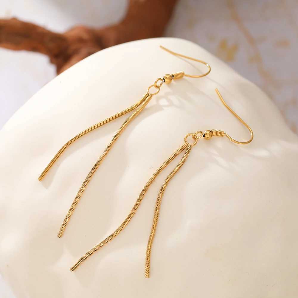 2023 New Design Stainless Steel Earrings Long Tassel Snake Bone Chain Fashion Temperament Dangle Earrings for Women Jewelry Gift XJ250722