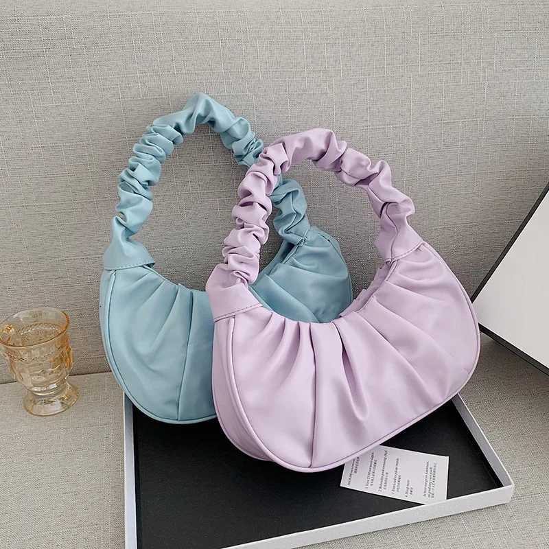 Fashion Pleated Handlebags for Women PU Cloud Bags Leisure Armpit Bag Shopping Shoulder Bags Dumpling Handbag Female Hand Bags XJ250704