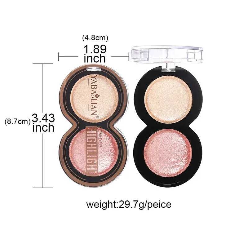 2 Tone Highlight Powder Gloss Glitter Highlight Contour Palette Natural High Gloss Contour Concealer Cheek Color Lasting Light W250722