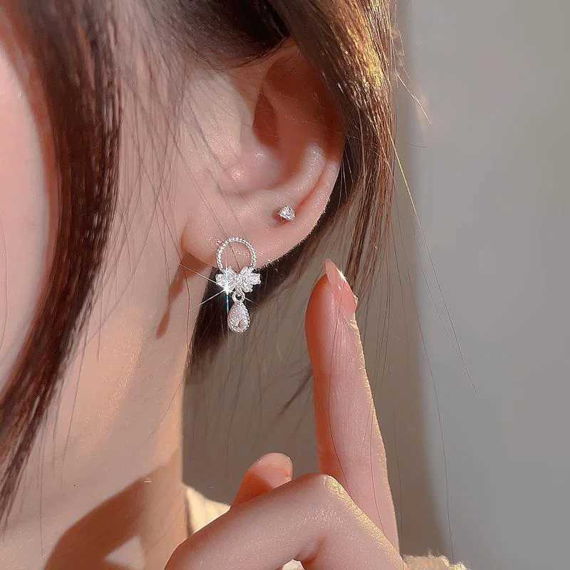 New Fashion Trend Design Elegant Delicate Korean Sweet Knot Bow Heart Zircon Tassel Earrings Women Jewelry Party Girl Gift XJ250722