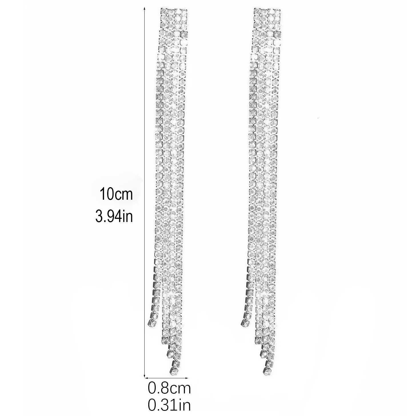 TREAZY Shiny 4 Lines Rhinestone Crystal Tassel Long Earrings for Women Wedding Party Hanging Dangle Earrings Bridal Brincos XJ250722
