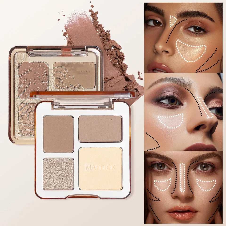 TATIBEAUTY 4-Color Contour Palette Matte Brightener and Shimmer Highlight-Versatile Multi-Use Palette for Eyeshadow Contouring W250722