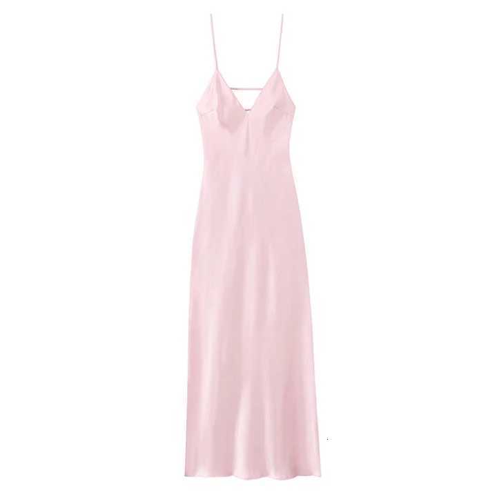 100% Solid Satin Pleated Maxi Dress Women Chic Sleeveless Off Shoulder V Neck Sling Slim Fit Dress Holiday Lady Party Wear XJ250722