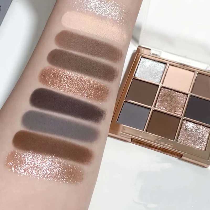 9 Color Eyeshadow Palette Black Gray Oatmeal Smoky Eye Shadow Low Saturation Shimmer Matte Shimmer Eye Shadow Pigment Makeup W250722