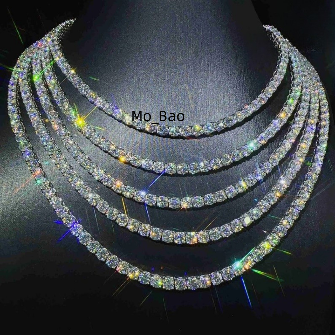 Cheapest Price Hip Hop 925 Sterling Silver 5mm VVS Moissanite Diamond Necklace Moissanite Tennis Chain