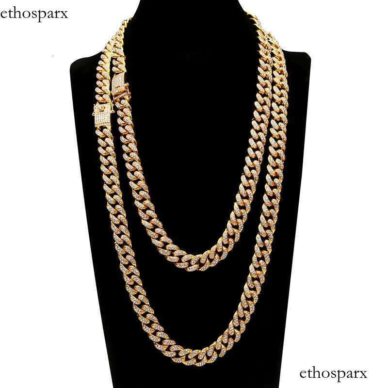 Gold iced out cuban link chain jewelry hiphop miami men cuban chain necklace jewelry cuban link jewelry chain