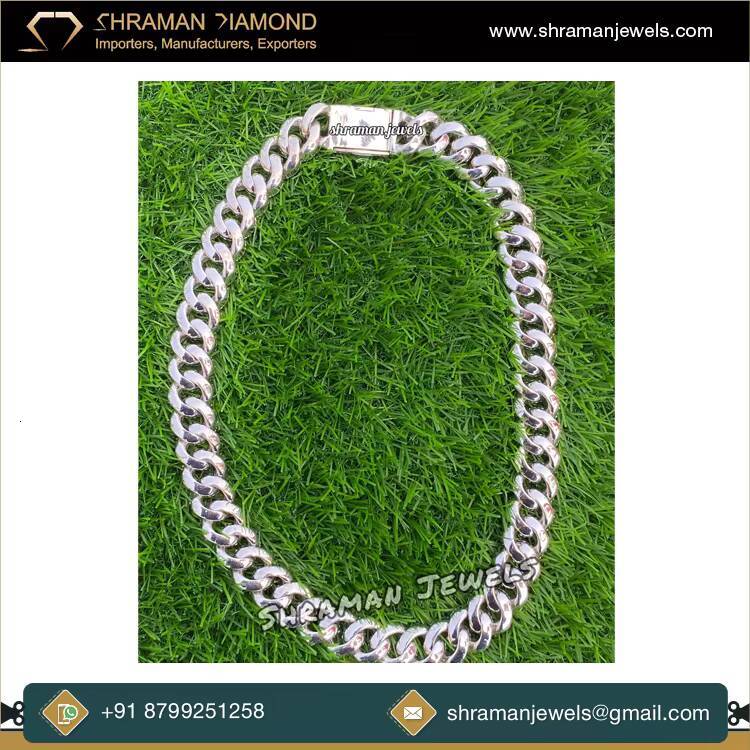 20 MM 22 Inch Elegant Design Fine Jewelry Moissanite Diamond Cuban Chain Premium Quality White Gold Plated 925 Sterling Silver