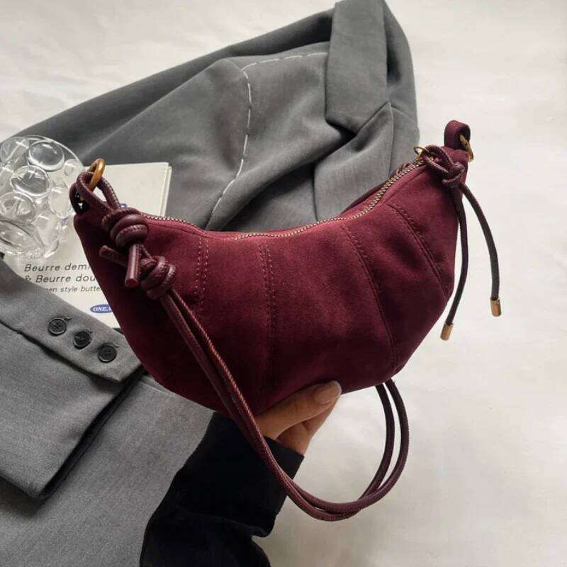 Veet Material Zipper 2025 High Quality Shoulder Solid Color Simple Fashionable Crossbody Bag Soft Western Style Handbag