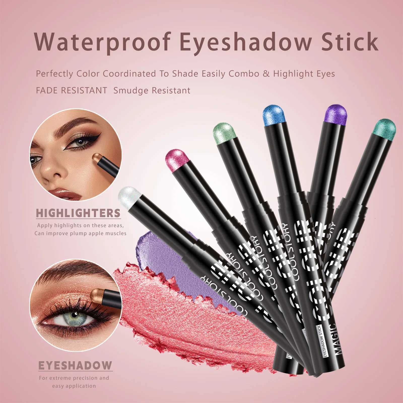Cool Story 6 Color Eyeshadow Stick Set Lescent Retoung Highlighting Croung Pencil Lazy Eye Makeup Pencil W250722