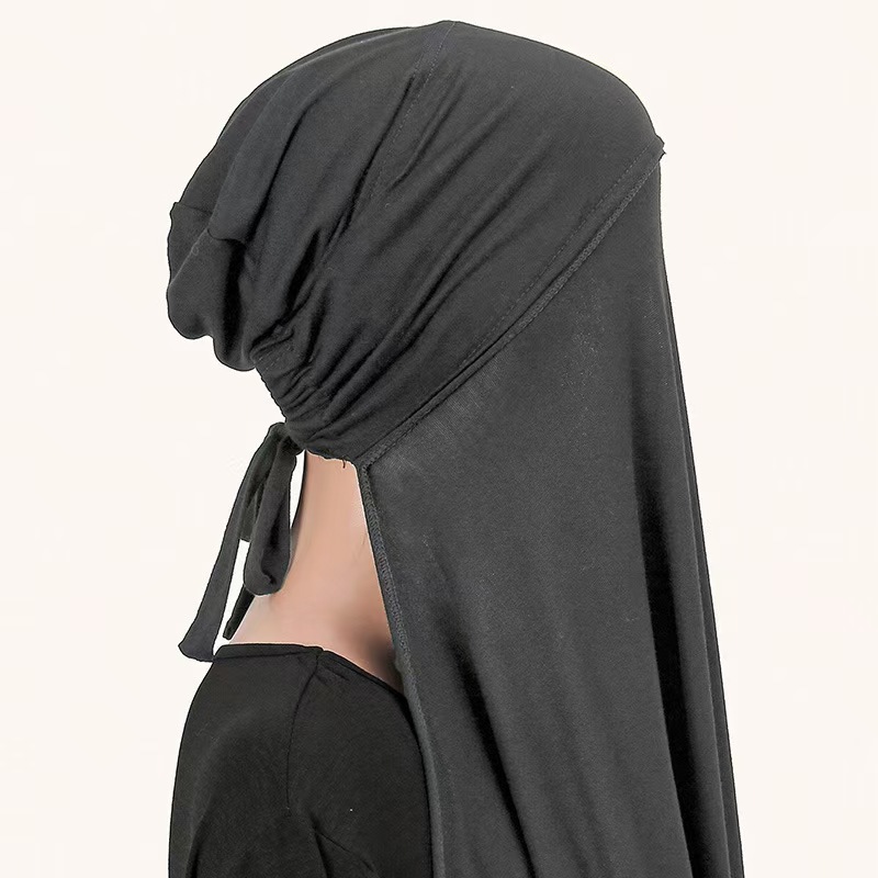 T1281 new style mercerized cotton with strap hood integrated lazy headscarf shawl scarf