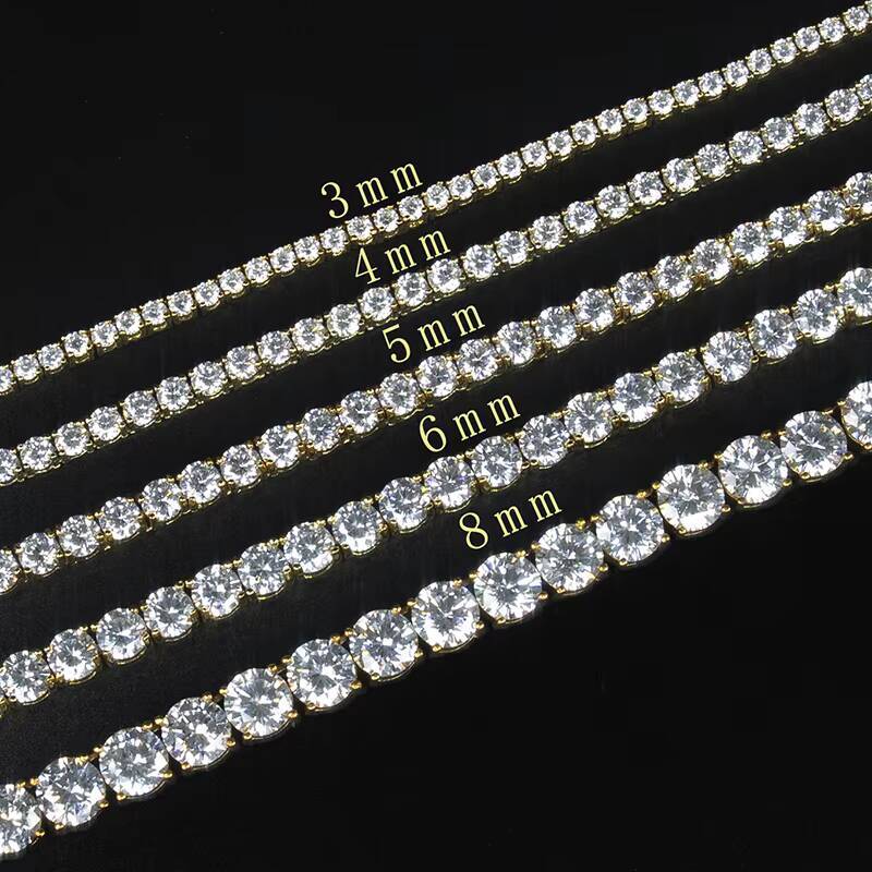High Quality 3MM Tennis Chain Moissanite Vvs 5A CZ Iced Out Round Brilliant Cut Diamond Gold Plated Fine Necklace for Men Women