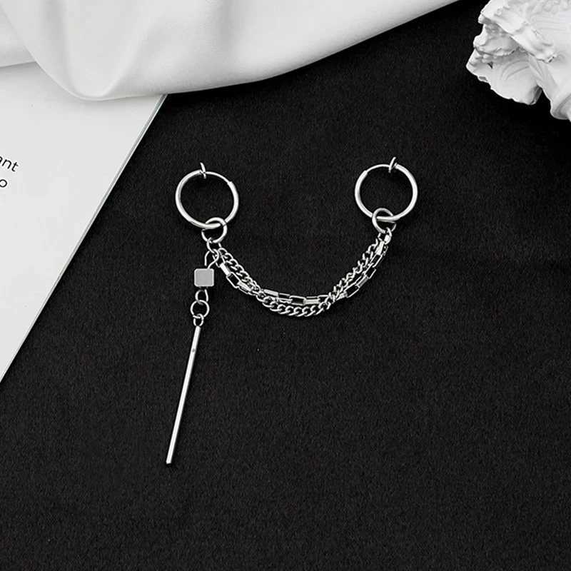 1Pcs Fashion Punk Cross Clip Earring Cross Chain Tassel Drop Pendant Metal Earrings for Women Men Hip Hop Gothic Jewelry Gift XJ250722