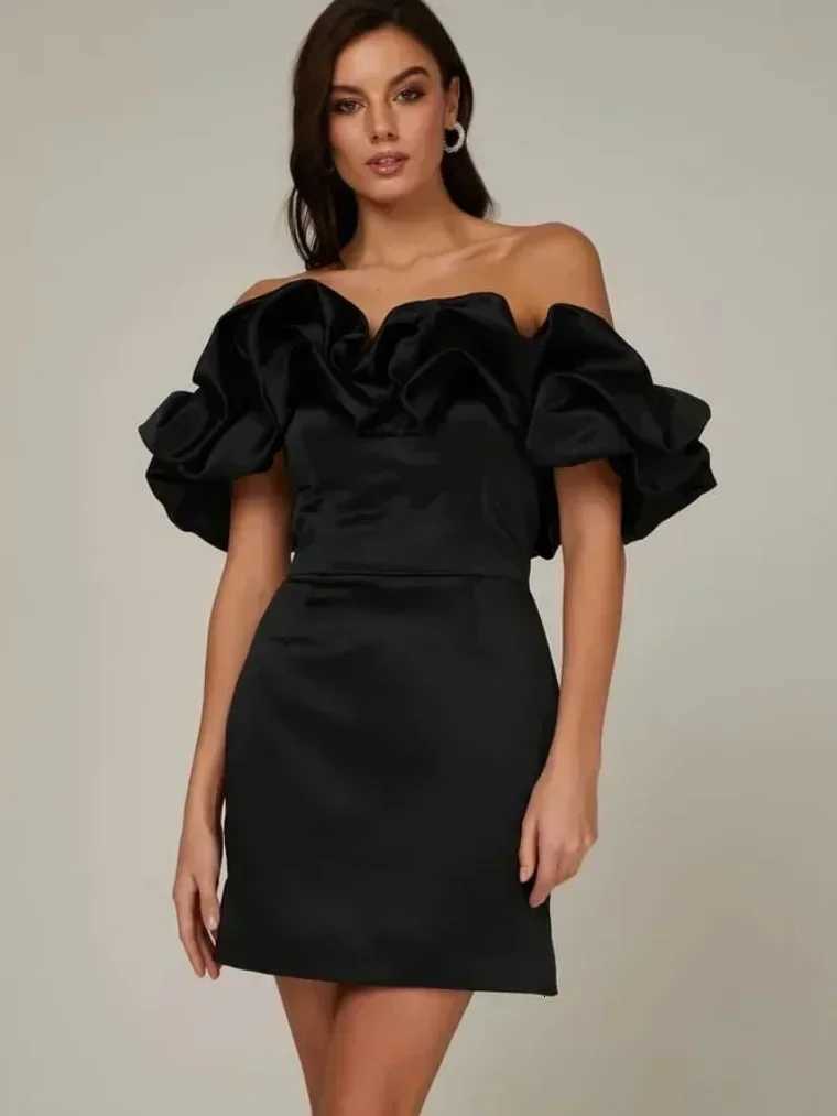 2025 Summer Women Ruffles Slash Neck Bodycon Package Hip Party Dress Sexy Streetwear Backless Strapless Mini Evening Dresses Y2K XJ250722