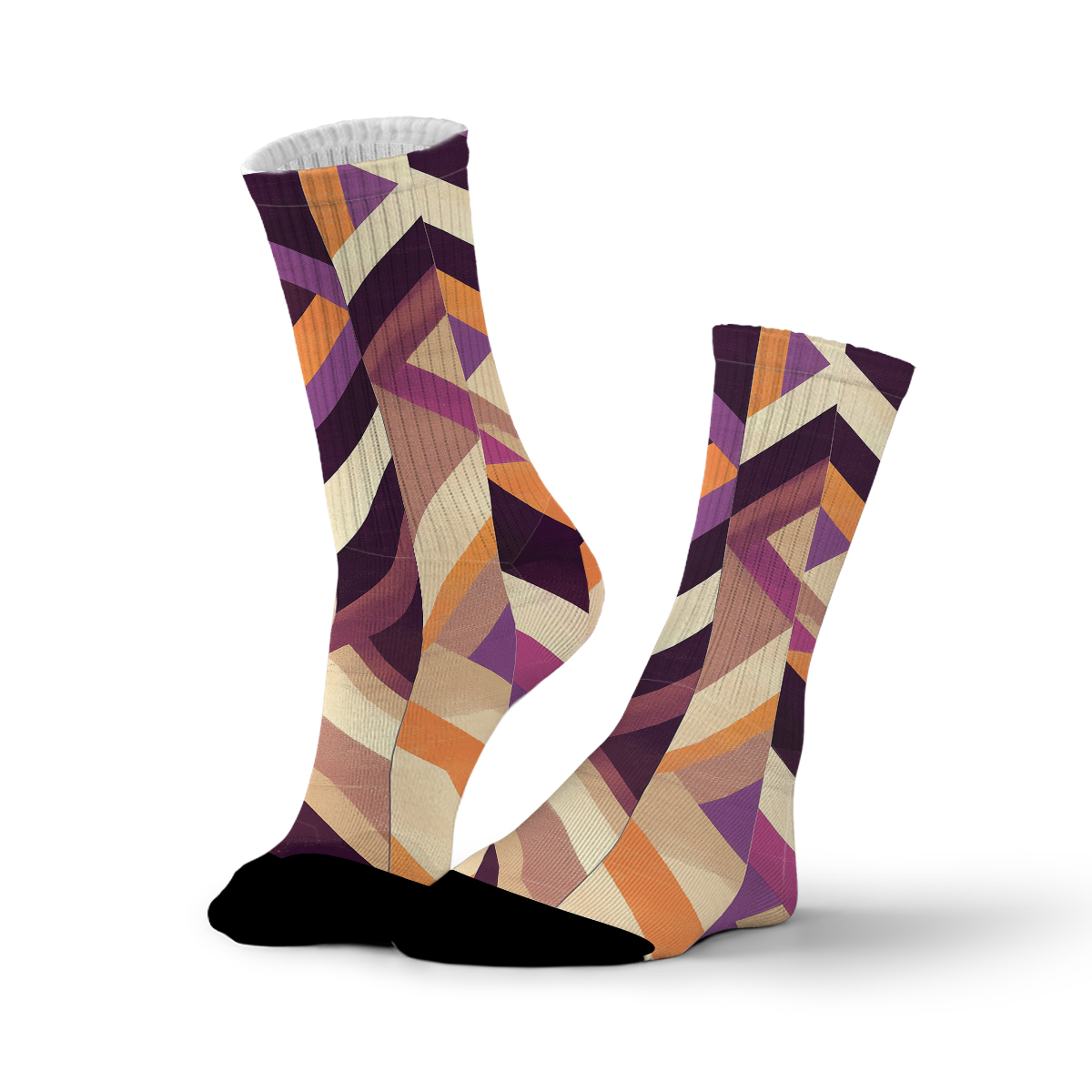 Color - Block Geometric Pattern Unisex Tube Designer Socks C084
