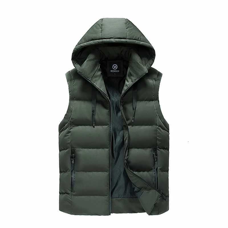 Hooded Down Vest Windproof Neck Warmth Practical Wear Simple Design Solid Color Fashion All-purpose Style Fabric Comfortable Coat W250722
