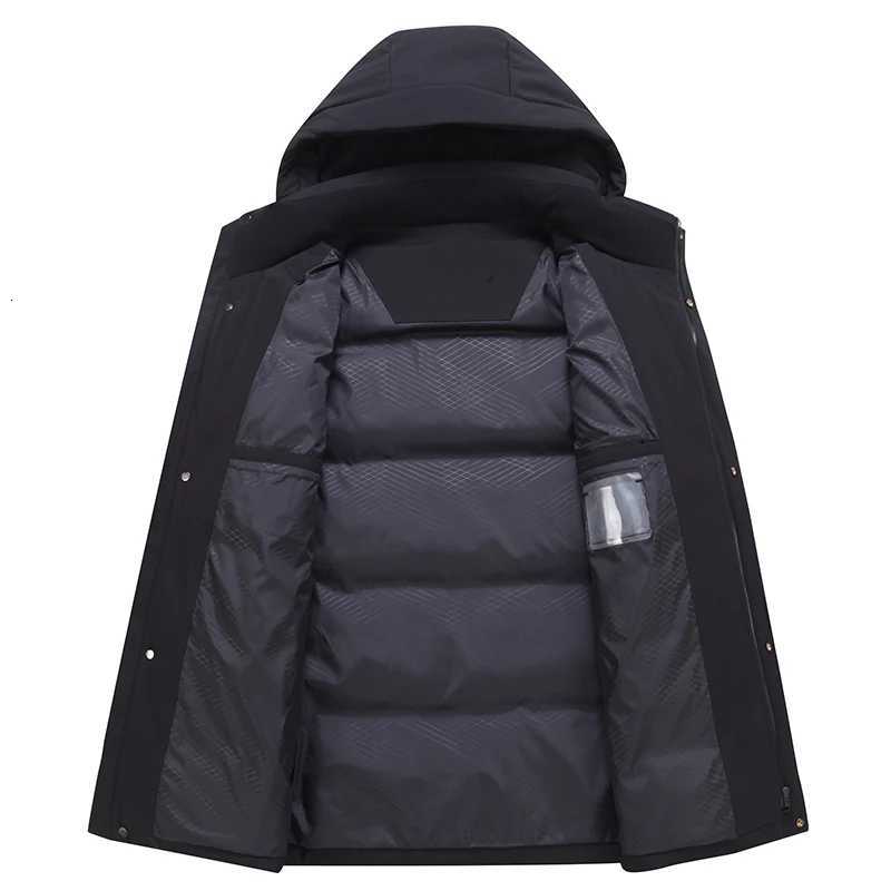 2025 Winter Mens Business Casual Warm Hooded Duck Down Jackets Solid Color Puffer Coats Loose Windproof Thick Parkas W250722