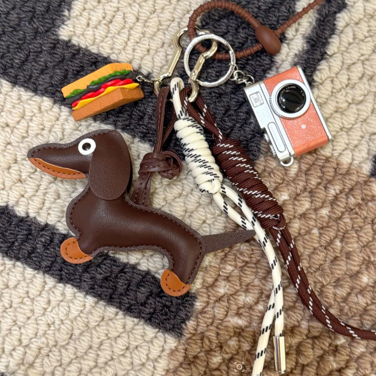 Bag Charms Designer Style Dachshund Charm - Luxury Bag Keychain, Car Lanyard & Baseball Accessory, Premium Plush Gift