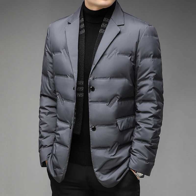 Mens Winter Fashion High-Quality Down Jacket 90% White Duck Down Warm Coat with Removable Scarf Suit Collar M-4XL Sizes W250722