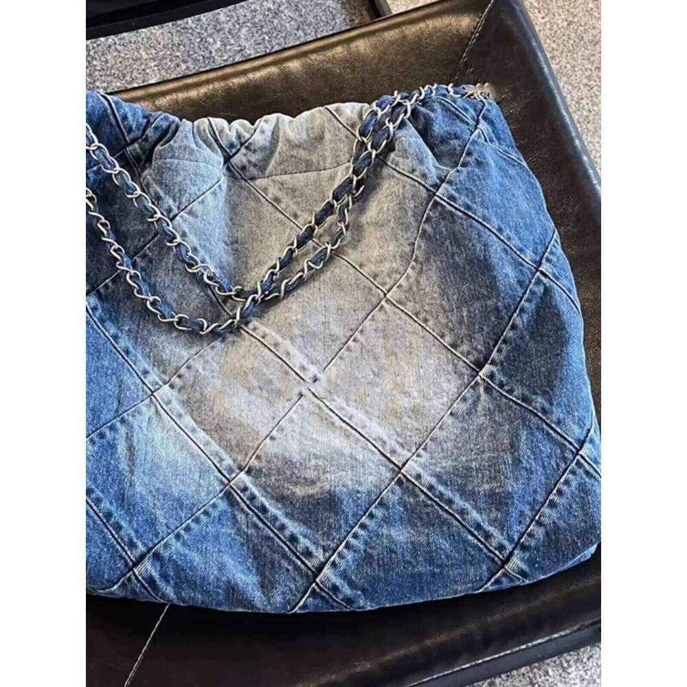 New Dia id Chain Small Fraance Tra Single oulder Retro Denim Large Capaci Underarm Tote Bag