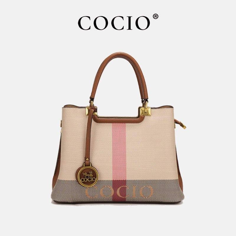 COCIO designer bag Fashionable versatile color blocking large capacity commuting light luxury travel bag casual hand-held plaid tote bag