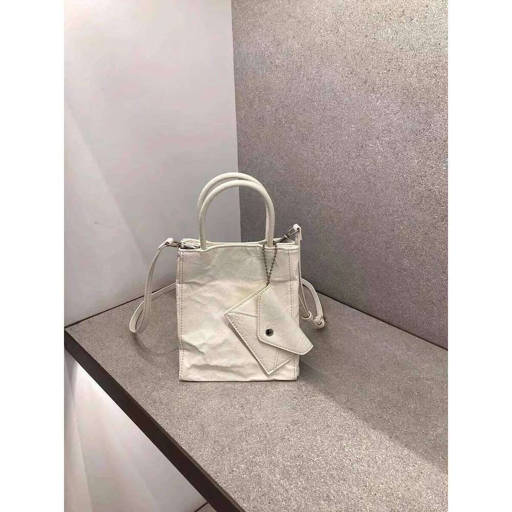 Folded Pure Color Sier Handbag Faionable Small Square Crossbody Paper Sli Trendy Tote Bag for Women