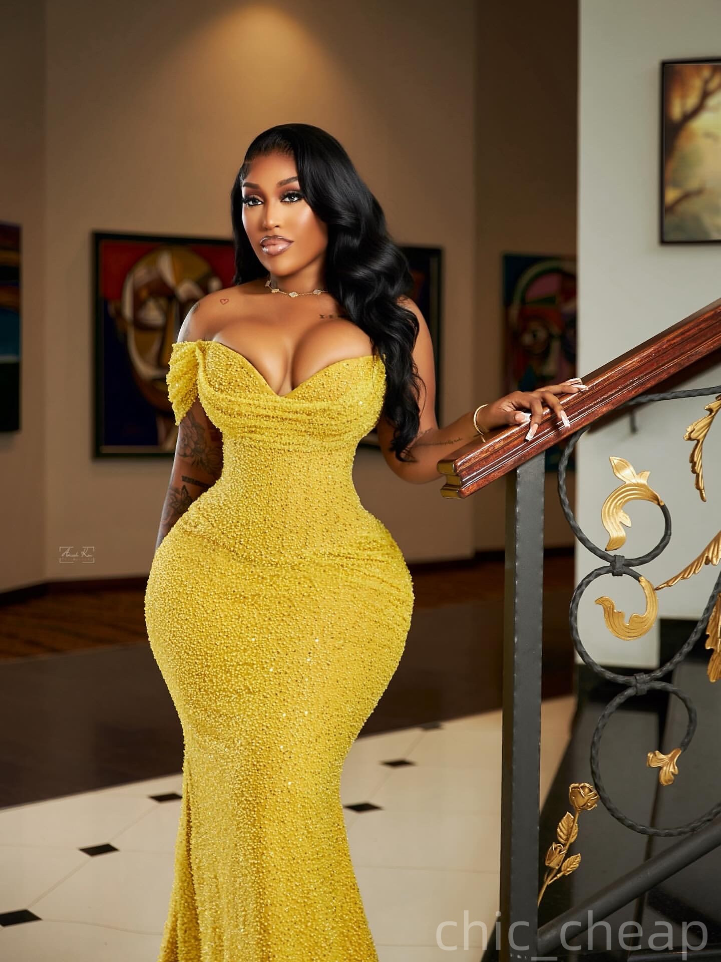 Yellow Mermaid Prom Dresses 2025 Sequined Sweetheart Sparkly Evening Formal Party Second Birthday Engagement Gowns Plus Size Dress For Special Occasio