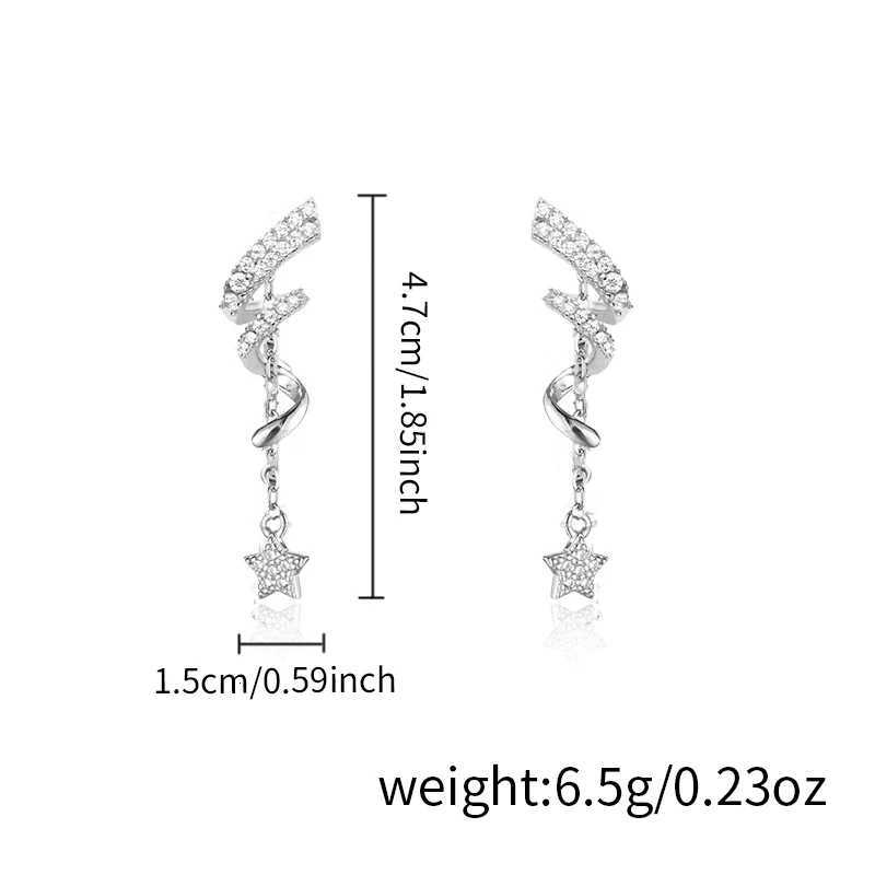 Trend Long Tassel Star Dangle Earrings for Women Light Luxury Spinning Spiral Crystal Snowflake Earrings Christmas Party Jewelry XJ250722