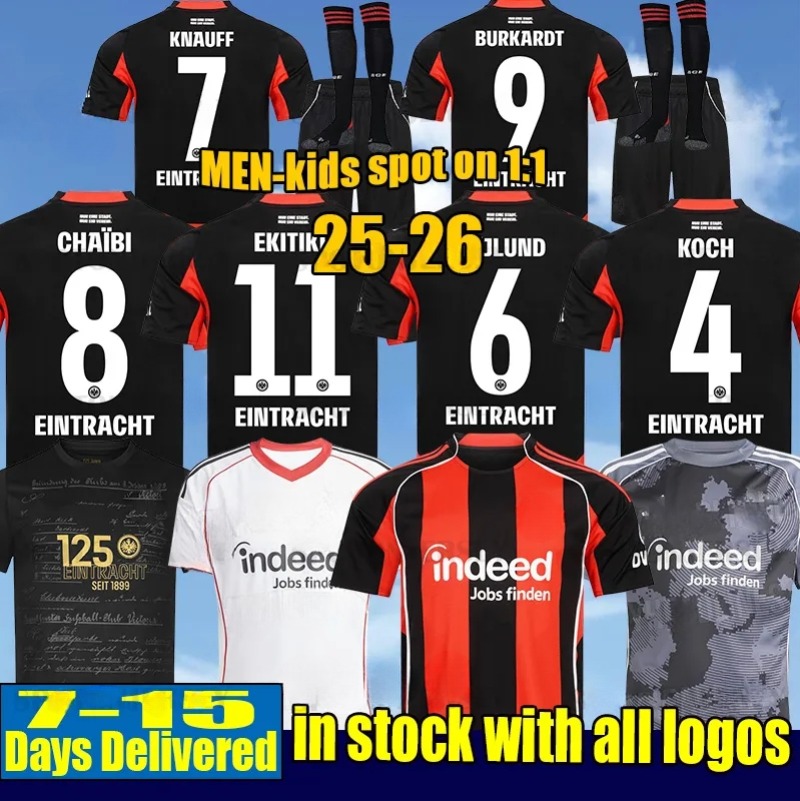 25 26 TRIKOT 125 JAHRE 2025 125th JAHRE Eintracht Frankfurt Soccer Jerseys MARMOUSH M.GOTZE KNAUFF MARMOUSH SKHIRI KOCH 125 year anniversary football kits 2025