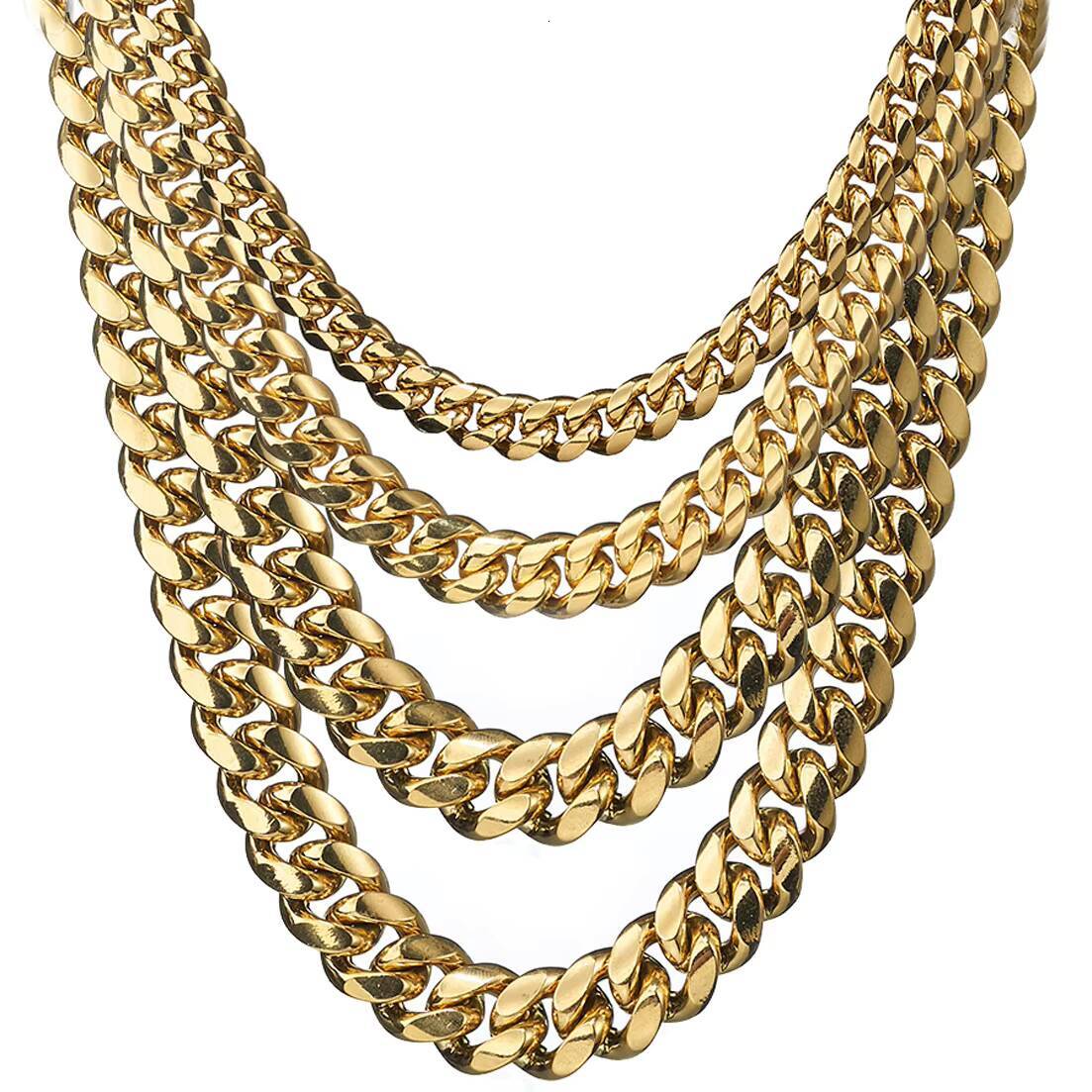 Factory Custom 18MM Real S925 Silver 9k 10K 14k 18k Solid Filled Gold Yellow Gold Miami Cuban Link Chain Necklace Bracelet
