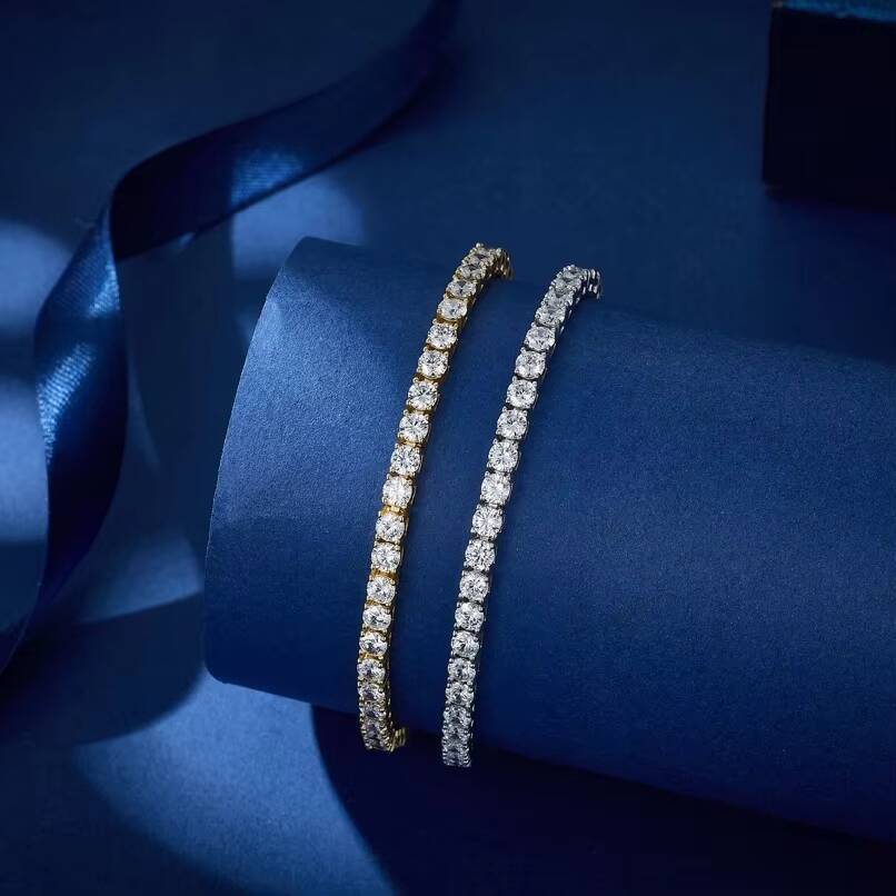 Iced Fine Hip Hop White Gold Plated Luxury S925 Sterling Silver VVS Moissanite Diamond Women Tennis Bracelet