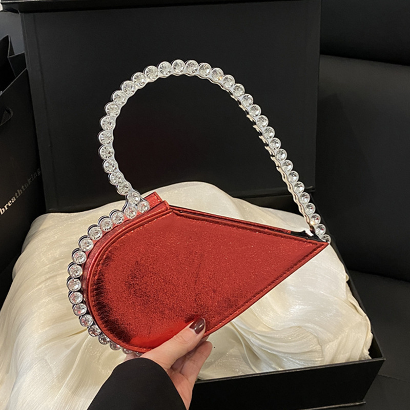 Summer women's New Women's Shoulder Bag Summer New Heart shaped Diamond Handbag Fashion Women's Banquet Bag Handbag New Designer Luxury