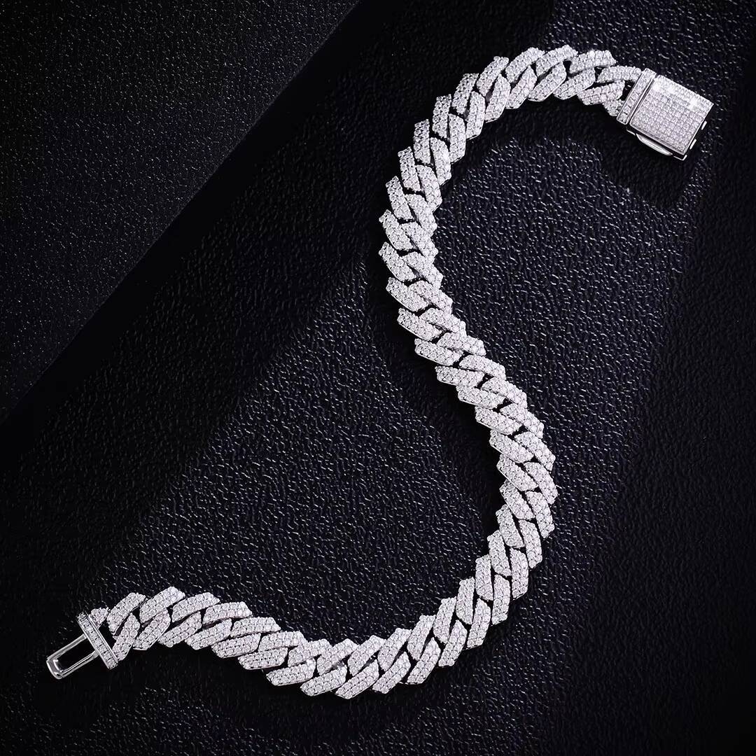 8MM Full Moissanite Cuban Chain Bracelet for Men Women Certified 100% 925 Sterling Silver Hip Hop Cuban Link Male Jewelry Gift