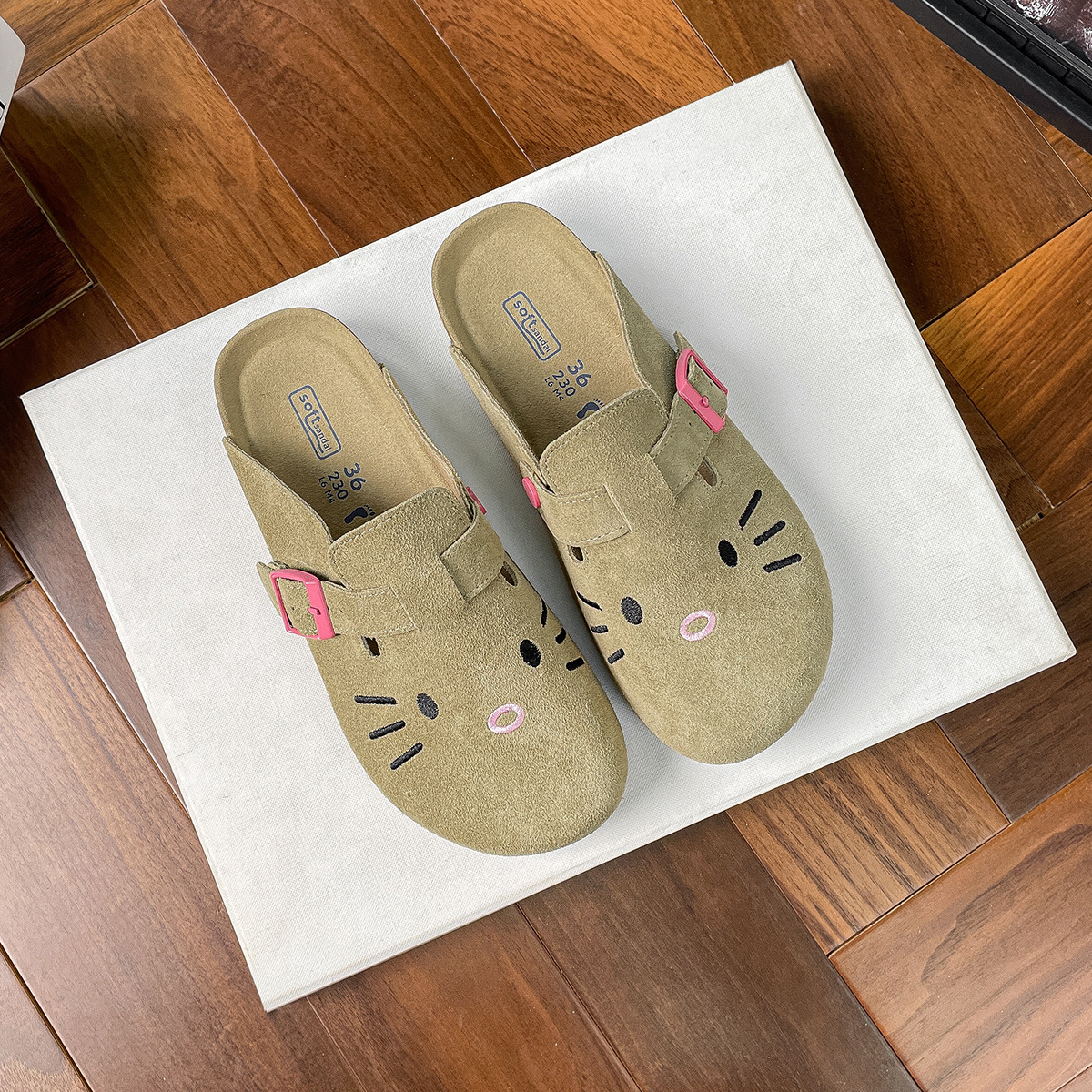 Embroidered flip-flops women's outerwear 2025 new thick-soled flip-flops women's cute cat decoration free shipping